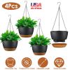 4Pcs 9.64In Diameter Hanging Planter with Drainage Holes Removable Self-Watering Tray Plastic Hanging Flower Plant Pots For Indoor Outdoor Herb Ivy Fe