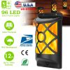 Flame Solar Lights Outdoor 96 LEDs Waterproof Flickering Flame Wall Mount Lamp Auto On Off Sensor Decorative Landscape Night Lamp For Deck Patio Yard