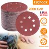 120Pack 5 Inch 8 Hole Round Sandpapers Random Orbital Sander Pads Sanding Discs 2000Grit