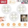 3 Pack LED Closet Lights Wireless Puck Lights w/ 26FT Remote Control Timer Dimmable Battery Operated Stick On Taps Lights for Cabinet Kitchen Stairs