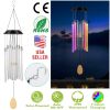 Solar Wind Chime Lights 7 Color Changing Decorative Lamp IP65 Waterproof Hanging String Lights w/ Dual Pendants For Home Garden Party Festival