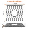 2Pcs Silicone Grid Sink Mat with Central Drain Hole 11.61x13.58Inch Non-Slip Kitchen Stainless Steel Sink Protector Dishwasher Safe
