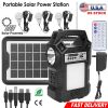 Portable Solar Power Station Rechargeable Backup Power Bank w/Flashlight 3 Lighting Bulbs For Camping Outage Garden Lamp