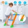 Potty Training Toilet Seat w/ Steps Stool Ladder For Children Baby Foldable Splash Guard Toilet Trainer Chair Anti-slip Feet Pedal Handle 132LBS Max L