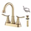 2-Handle 4-Inch Brushed Gold Bathroom Faucet, Bathroom Vanity Sink Faucets with Pop-up Drain and Supply Hoses