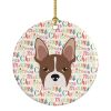 Boston Terrier Merry Christmas Ceramic Ornament Christmas Tree Hanging Decorations for Home Christmas Holiday, Party, Gift, 3 in, Multicolor