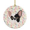 French Bulldog Merry Christmas Ceramic Ornament Christmas Tree Hanging Decorations for Home Christmas Holiday, Party, Gift, 3 in, Multicolor