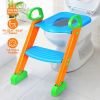 Potty Training Toilet Seat w/ Steps Stool Ladder For Children Baby Foldable Splash Guard Toilet Trainer Chair Anti-slip Feet Pedal Handle 132LBS Max L