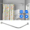 Curved Shower Curtain Rod Stainless Steel Rod L Shaped Stretchable Rod Bathroom Tub Closet Corner Rack Silver