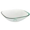 Square Glass Vessel Sink 420mm Long Transparent