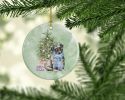 Pug Black Christmas Presents and Tree Ceramic Ornament Christmas Tree Hanging Decorations for Home Christmas Holiday, Party, Gift, 3 in, Multicolor