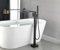 Freestanding Bathtub Faucet Tub Filler Matte Black Floor Mount Bathroom Faucets Brass Single Handle with Hand Shower