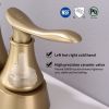 2-Handle 4-Inch Brushed Gold Bathroom Faucet, Bathroom Vanity Sink Faucets with Pop-up Drain and Supply Hoses