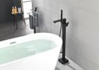 Freestanding Bathtub Faucet Tub Filler Matte Black Floor Mount Bathroom Faucets Brass Single Handle with Hand Shower