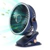 Portable Quiet Clip On Fan With 5 Speeds 3 Brightness 720° Fully Adjustable Angle Type-C Rechargeable Clip Desk Wall Mounted Fan For Camping Office Ho