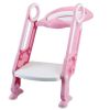 Potty Training Toilet Seat w/ Steps Stool Ladder For Children Baby Splash Guard Foldable Toilet Trainer Chair Height Adjustable Pedal Anti-Slip Feet 1