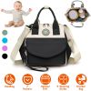 Baby Nappy Diaper Bag with 6 Pockets Burp Cloth Adjustable Shoulder Strap Detachable Small Bag Multifunctional Diaper Changing Bag with 2 Insulated Po