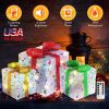 Set of 3 Christmas Lighted Gift Boxes Xmas Present Ornament 50 LED Christmas Box Decorations with Ribbon Bows IP44 Waterproof Battery Powered for Indo