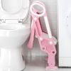Potty Training Toilet Seat w/ Steps Stool Ladder For Children Baby Splash Guard Foldable Toilet Trainer Chair Height Adjustable Pedal Anti-Slip Feet 1