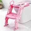 Potty Training Toilet Seat w/ Steps Stool Ladder For Children Baby Splash Guard Foldable Toilet Trainer Chair Height Adjustable Pedal Anti-Slip Feet 1