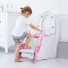 Potty Training Toilet Seat w/ Steps Stool Ladder For Children Baby Splash Guard Foldable Toilet Trainer Chair Height Adjustable Pedal Anti-Slip Feet 1