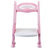Potty Training Toilet Seat w/ Steps Stool Ladder For Children Baby Splash Guard Foldable Toilet Trainer Chair Height Adjustable Pedal Anti-Slip Feet 1