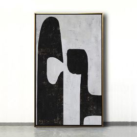 Handmade Top Selling Abstract Oil Painting  Wall Art Modern Minimalist Black and White Picture Canvas Home Decor For Living Room No Frame (size: 100x150cm)