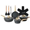 Ceramic Cookware Set, 14 Piece Pots And Pans Setsuper Non-Stick Comfortable Handle, Cookware Set For Healthy Cooking