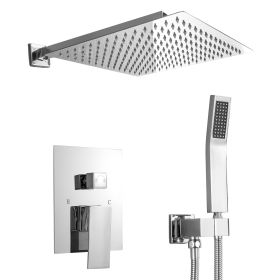 10 Inch Wall Mounted Rain Shower Head and Handheld Shower Head System (Color: Chrome)