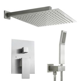 10 Inch Wall Mounted Rain Shower Head and Handheld Shower Head System (Color: Brushed Nickel)