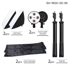 50x70CM Photography Softbox Four Lamp Holders Lighting Kit With Photographic Tripod And Portable Bag For Photo Studio Shooting (Color: SH-RGX-02-05)