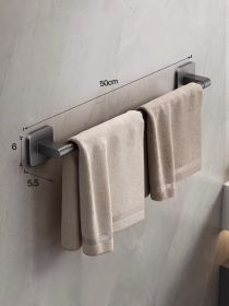 Space aluminum non-perforated wall mounting shelves Bathroom towel rack single rod Toilet storage hanger (length: Length 50cm)