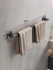 Space aluminum non-perforated wall mounting shelves Bathroom towel rack single rod Toilet storage hanger (length: Length 60cm)
