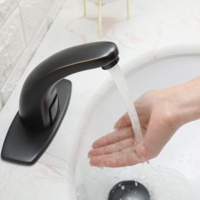 Automatic Sensor Touchless Bathroom Sink Faucet With Deck Plate In Matte Black (Color: ORB)