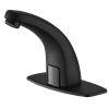 Automatic Sensor Touchless Bathroom Sink Faucet With Deck Plate In Matte Black