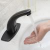 Automatic Sensor Touchless Bathroom Sink Faucet With Deck Plate In Matte Black