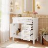 36-inch Bathroom Vanity with Resin Sink, Modern Bathroom Cabinet, Featuring Two Soft Close Doors and Four Drawers