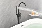 Mount Bathtub Faucet Freestanding Tub Filler Matte Black Standing High Flow Shower Faucets with Handheld Shower Mixer Taps Swivel Spout