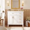 36-inch Bathroom Vanity with Resin Sink, Modern Bathroom Cabinet, Featuring Two Soft Close Doors and Four Drawers