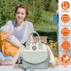 Baby Nappy Diaper Bag with 6 Pockets Burp Cloth Adjustable Shoulder Strap Detachable Small Bag Multifunctional Diaper Changing Bag with 2 Insulated Po