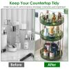 3 Tier Rotating Makeup Organizer 360° Spinning Perfume Cosmetic Storage Tray 55LBS Load Countertop Shelves for Lotion Lipstick